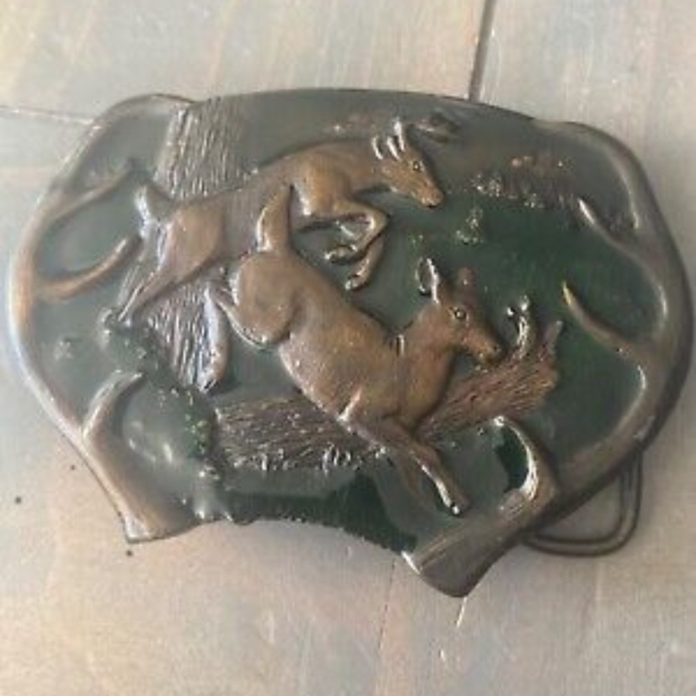 1997 Bergamot brass works deer belt buckle vintage